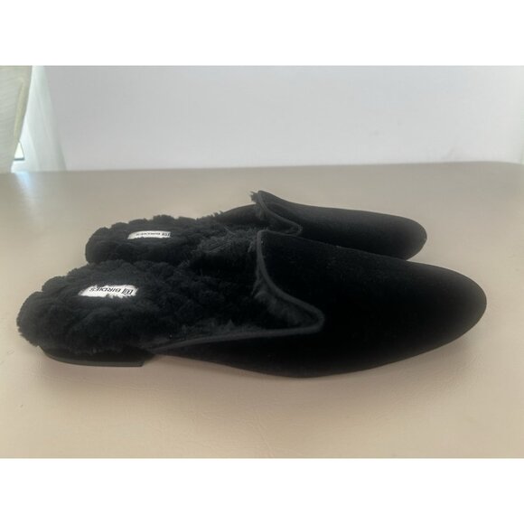Birdies The Phoebe Black Velvet Faux Fur Lining Mule Flats Slippers Shoes Size 8 - Picture 6 of 12